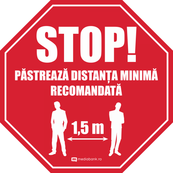 STOP - Pastreaza distanta - Autcolant Podea