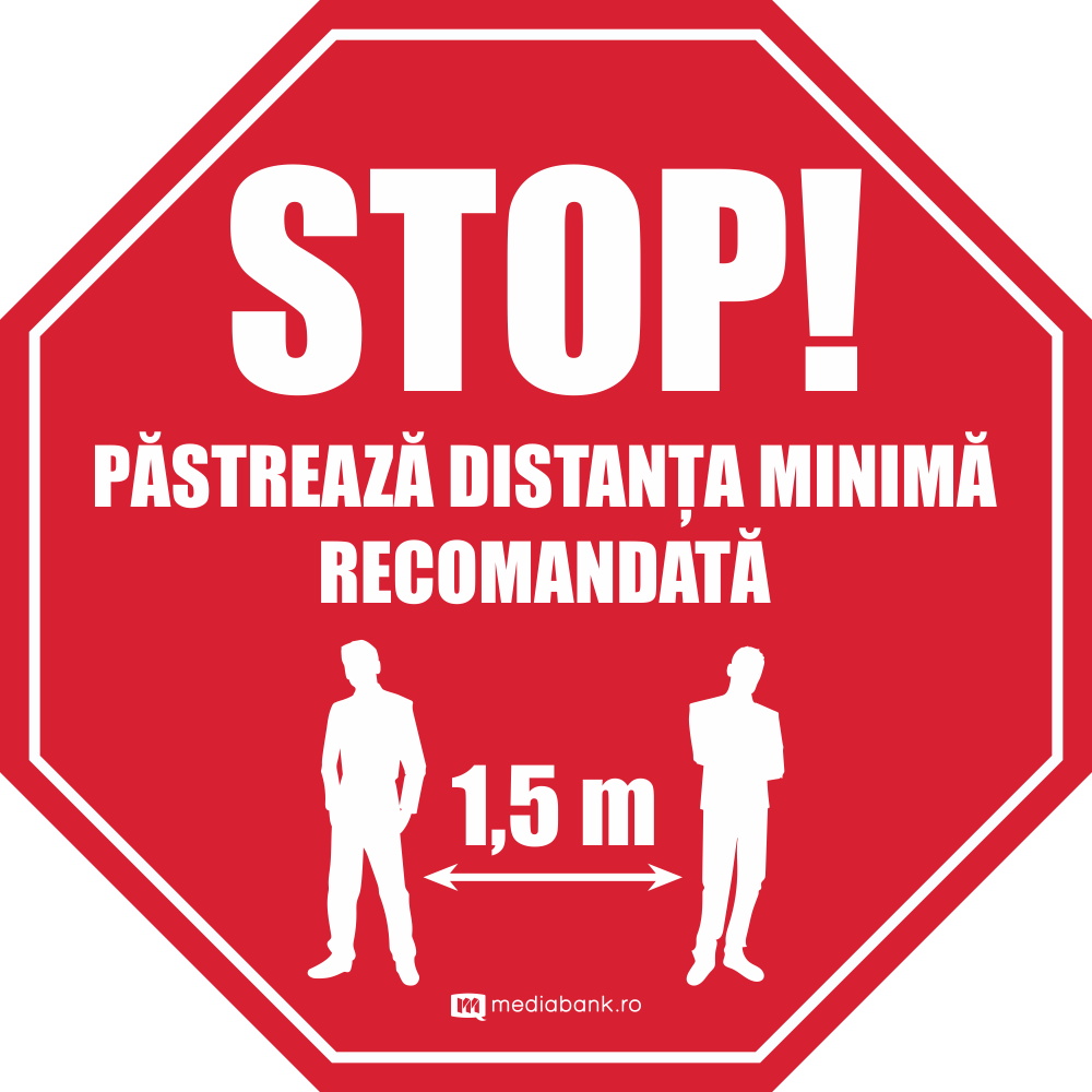 STOP - Pastreaza distanta - Autcolant Podea