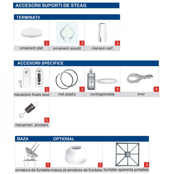 accesori catarge cu snur interior